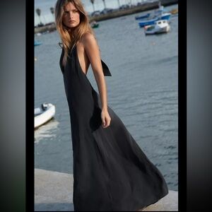 Zara NWT halter tie midi dress Black Size XXL